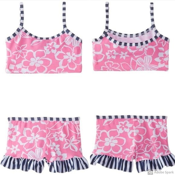 Flap Happy Two Piece Baby Girls Swimsuit size 18 Mo Pink Ruffle NWT - Picture 1 of 7